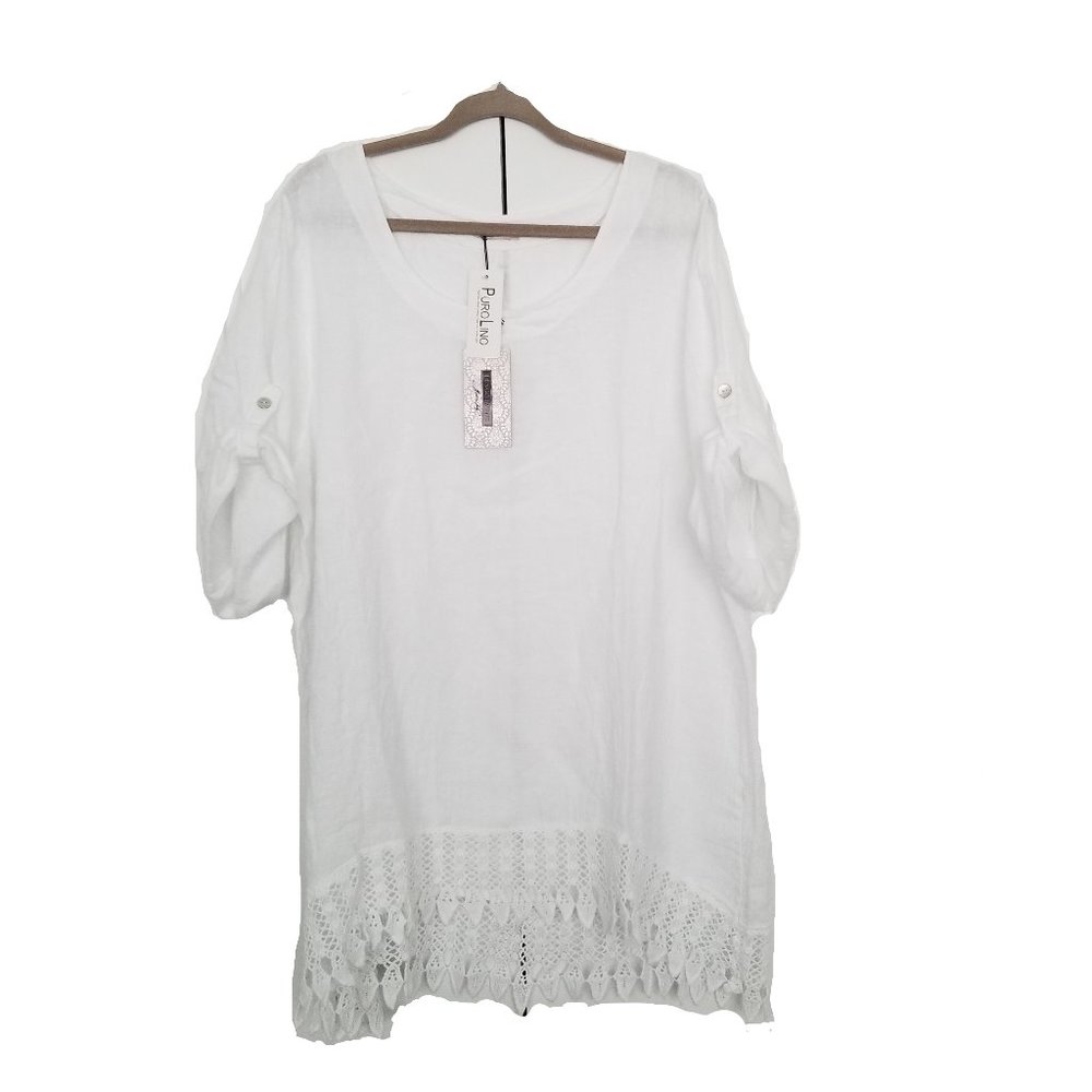 LUNGO L'ARNO 100% LINEN TUNIC COVERUP PLUS  2X 3X